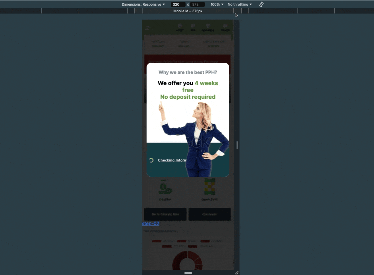 Live web product showing the gamified signup flow running in production